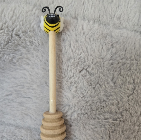 Honey Pot with Dipper - Tan and Yellow - Picture 5 of 5